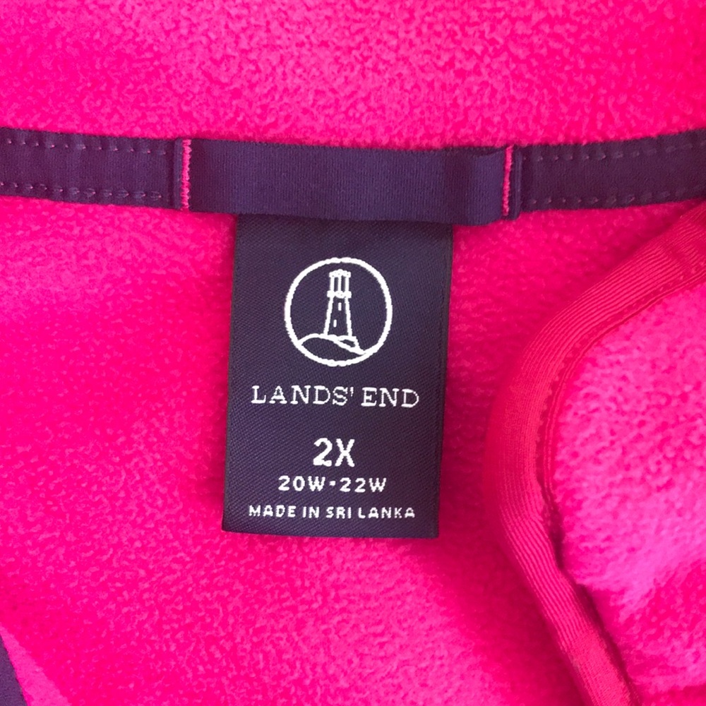 Lands End Pink 1/4 Zip Fleece Size 2X - Picture 2 of 5